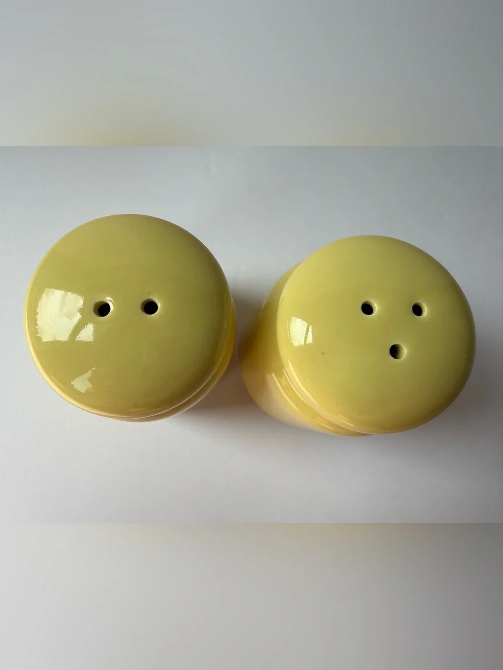Vintage Yellow Ceramic Salt & Pepper Shakers, Glossy Retro Kitchen Decor, Japan